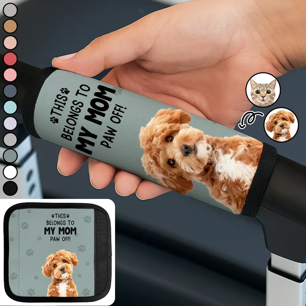 Custom Photo This Belongs To My Mom - Personalized Luggage Handle Wrap