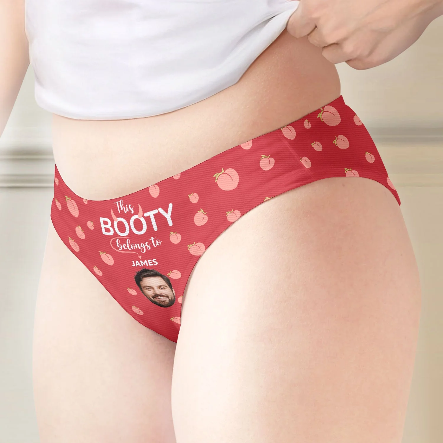 Custom Photo This Booty Belongs To - Birthday, Anniversary, Funny Gift For Wife, Girlfriend - Personalized Women's Low-waisted Brief - Image 4