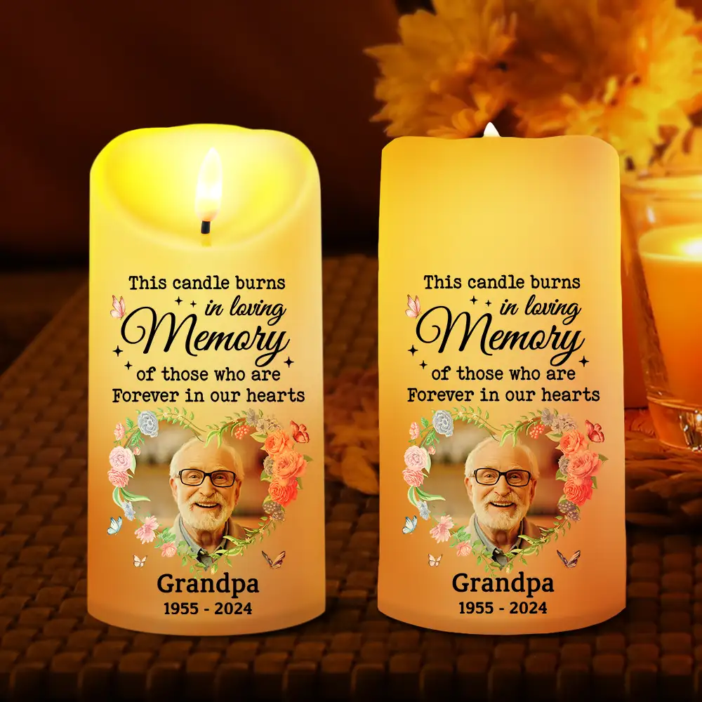 Custom Photo This Candle Burns In Loving Memory - Personalized Flameless LED Candle - Image 2