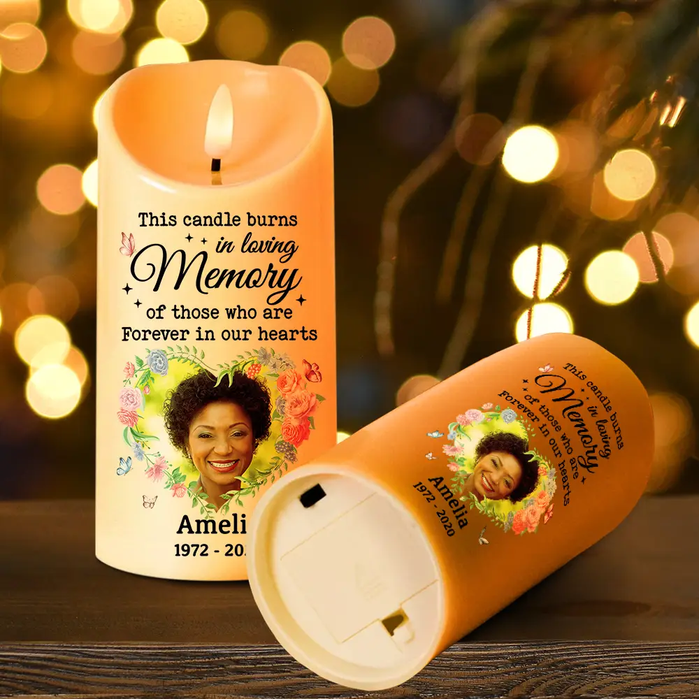 Custom Photo This Candle Burns In Loving Memory - Personalized Flameless LED Candle - Image 4