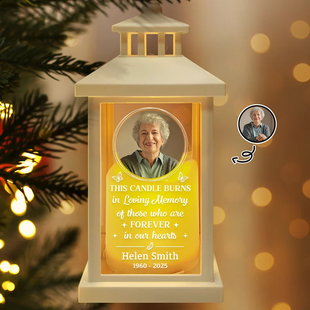 Custom Photo This Candle Burns In Loving Memory - Personalized LED Candle Lantern - Image 2