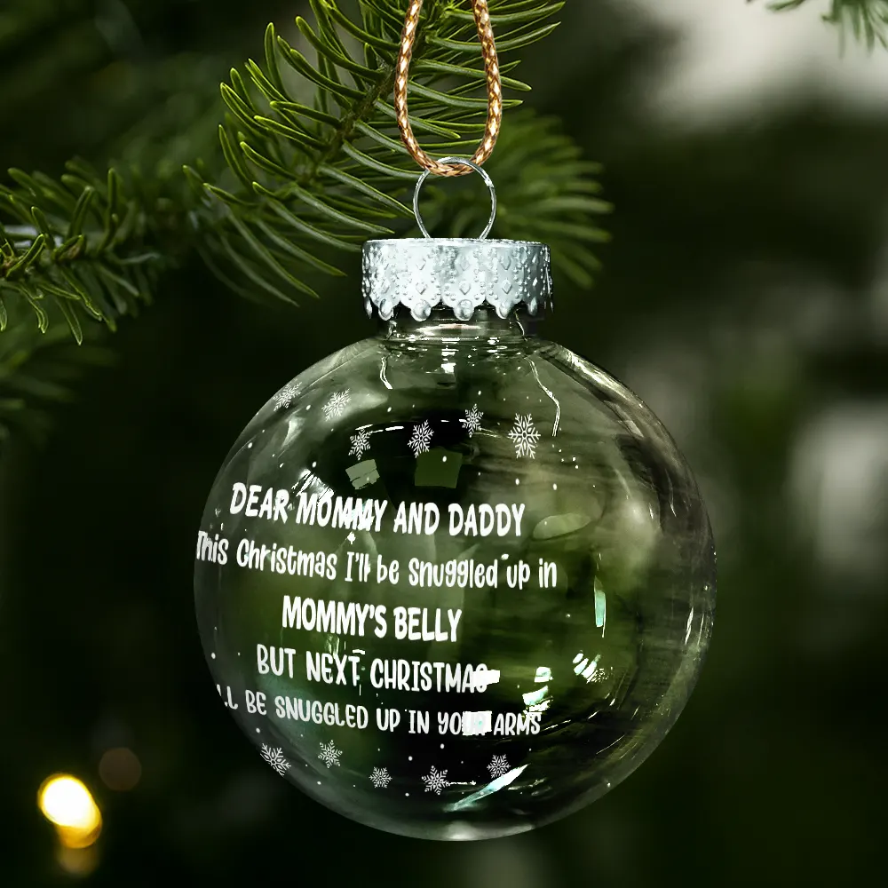 Custom Photo This Christmas I'll Be Snuggled Up Newborn Baby - Personalized Ball Ornament - Image 2