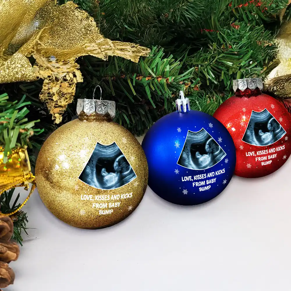 Custom Photo This Christmas I'll Be Snuggled Up Newborn Baby - Personalized Ball Ornament - Image 4