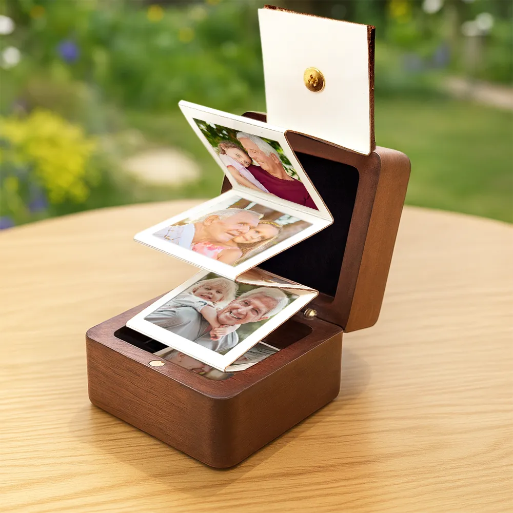 Custom Photo This Grandma Belongs To The Kids - Personalized Wooden Accordion Photo Box - Image 3