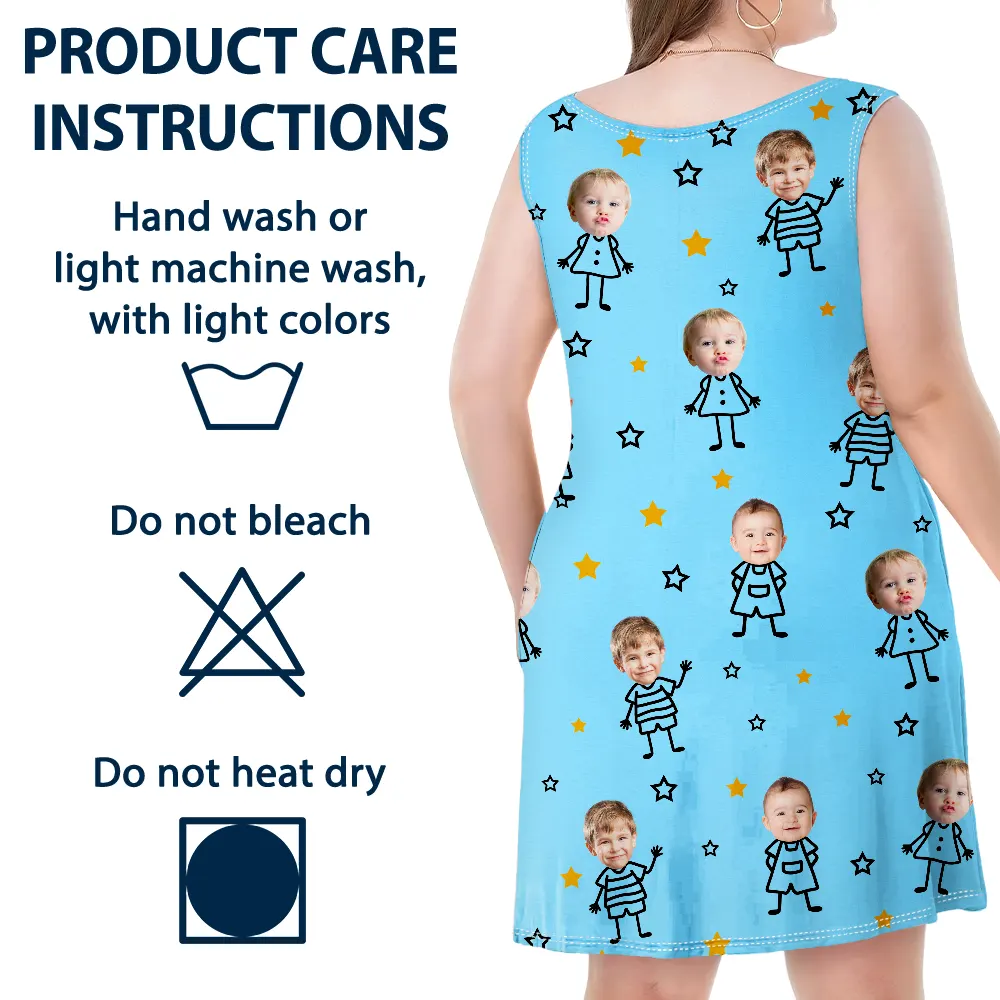 Custom Photo This Grandma Mom Belongs To Kids Pet - Personalized Sleeveless Tank Dress - Image 7