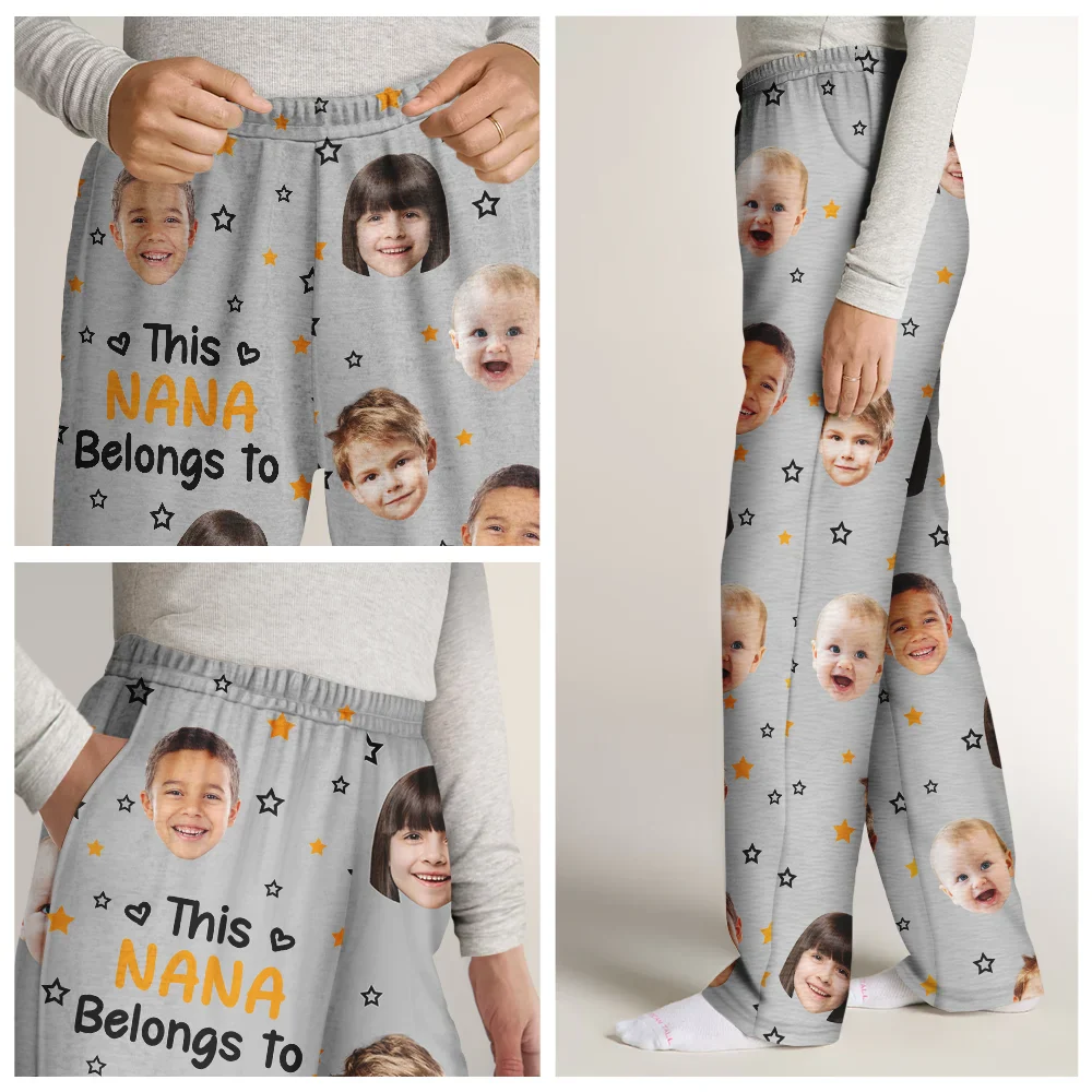 Custom Photo This Grandpa Grandma Belongs To Kids Pet Face - Personalized Pajama Pants - Image 10