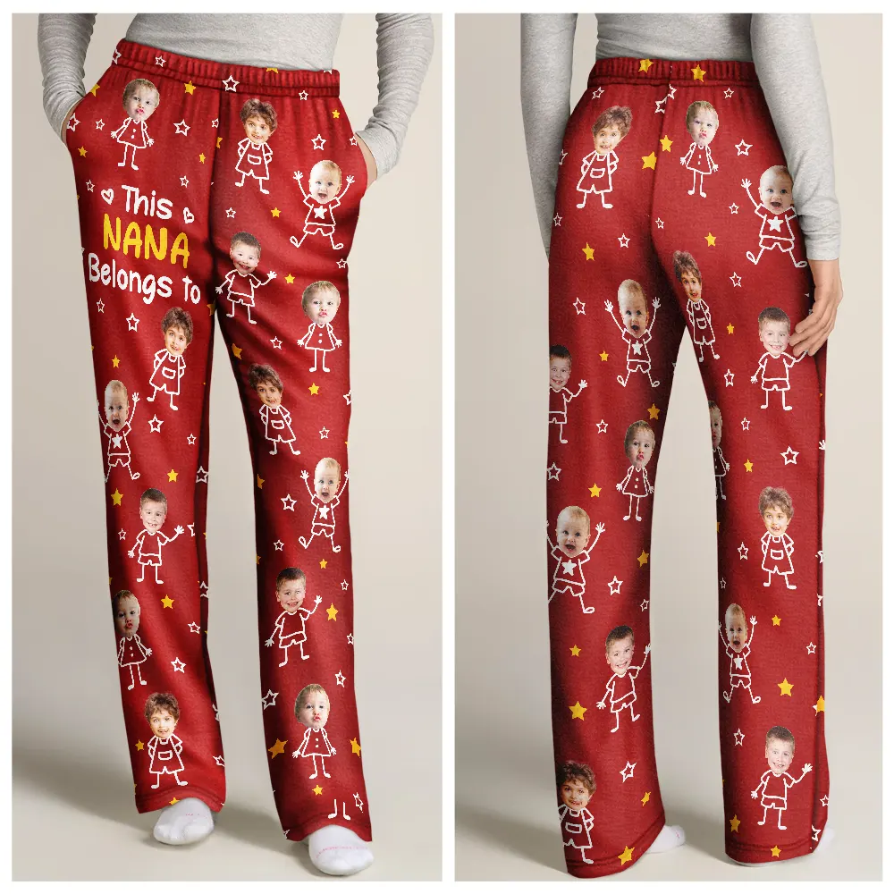 Custom Photo This Grandpa Grandma Belongs To Kids Pet - Personalized Pajama Pants - Image 4