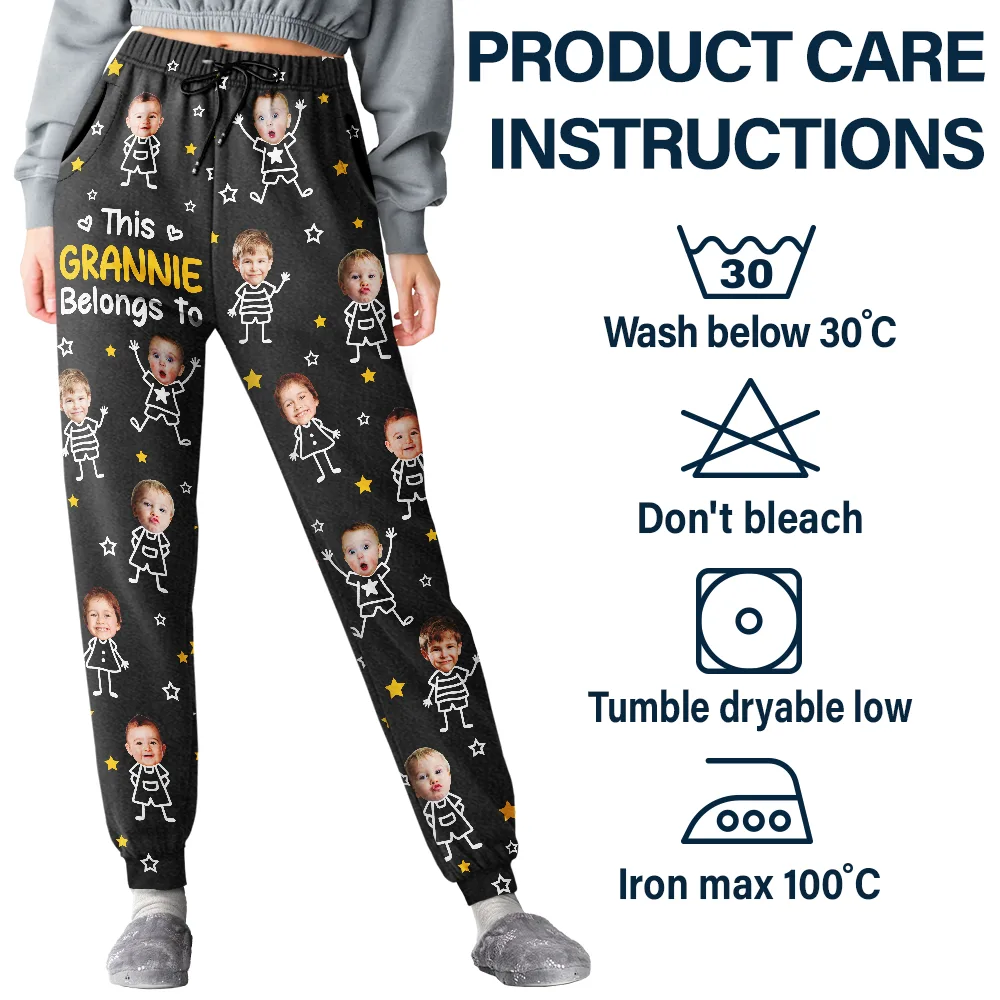 Custom Photo This Grandpa Grandma Belongs To Kids Pet - Personalized Pajama Pants - Image 7