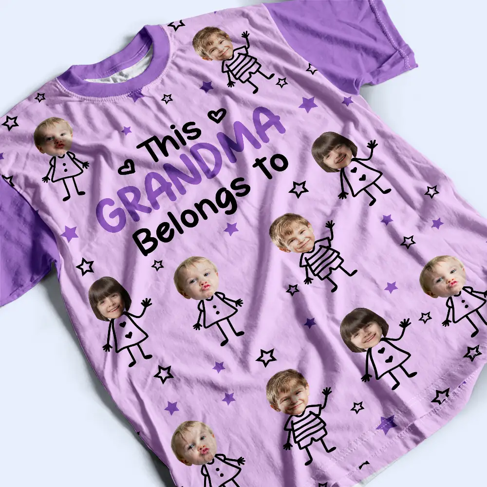 Custom Photo This Grandpa Grandma Dad Mom Belongs To Kids Pet - Personalized Full Print T Shirt - Image 6