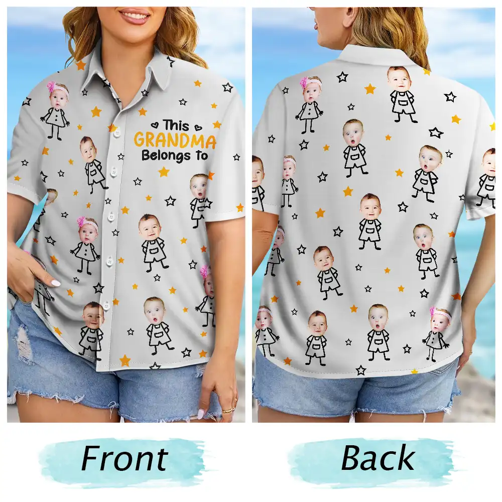 Custom Photo This Grandpa Grandma Dad Mom Belongs To Kids Pet - Personalized Hawaiian Shirt - Image 7
