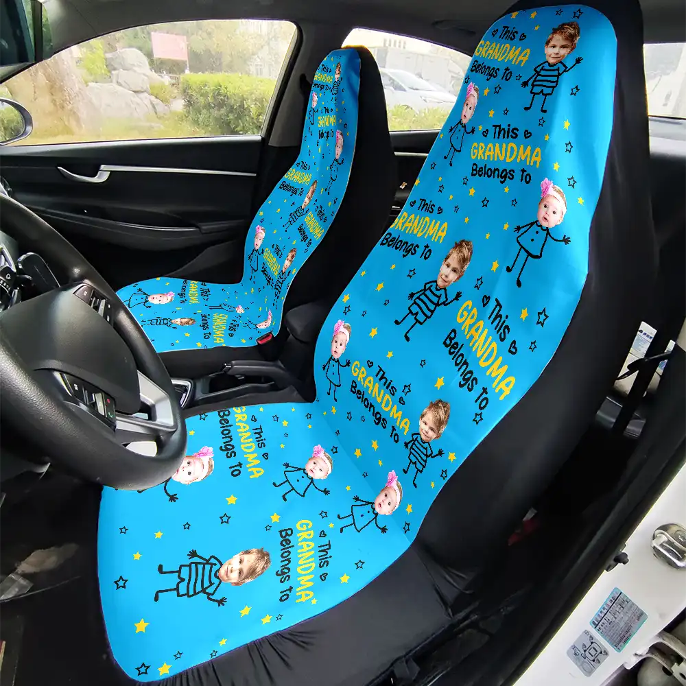 Custom Photo This Grandpa Papa Dad Belongs To Kids Pet - Personalized Car Seat Cover - Image 3