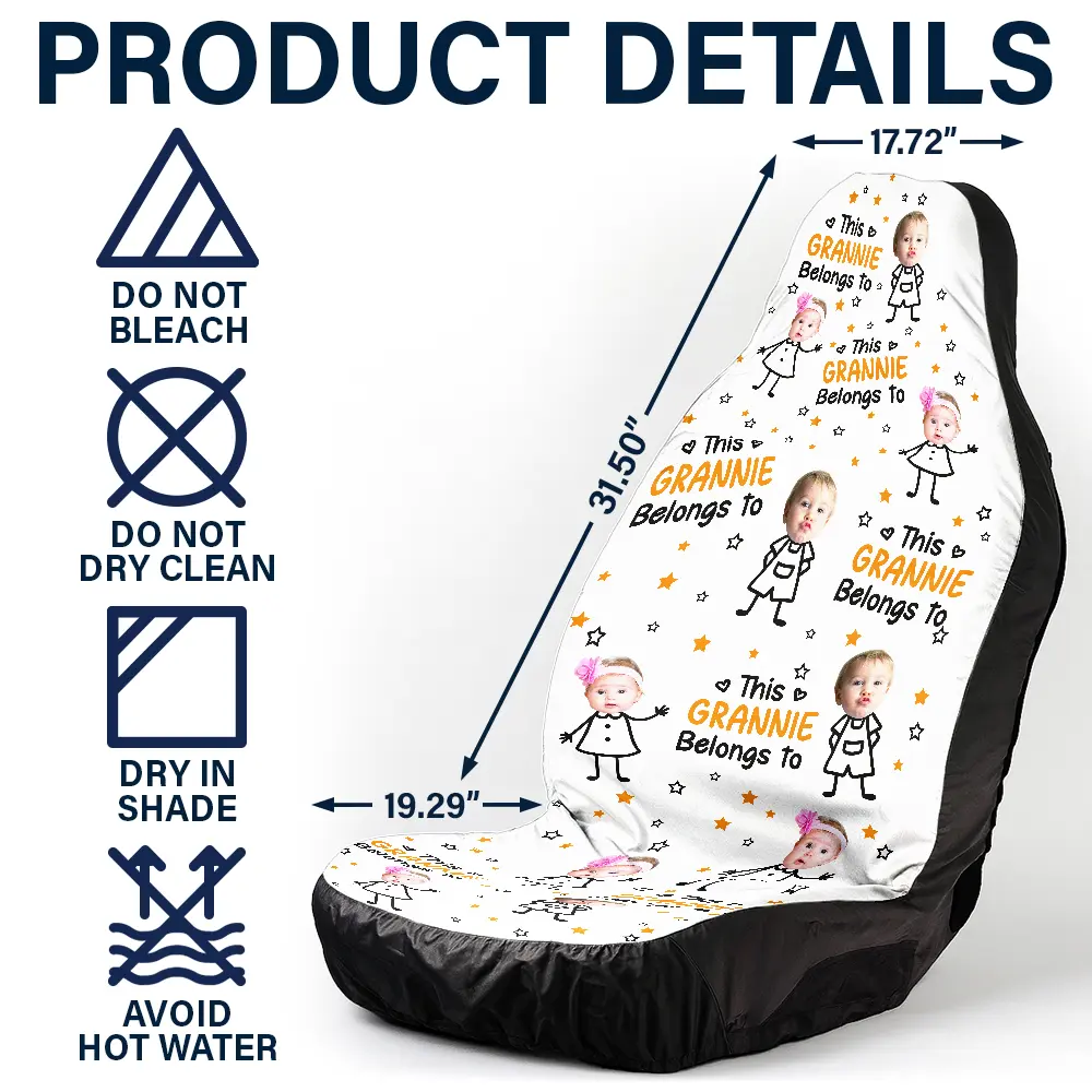 Custom Photo This Grandpa Papa Dad Belongs To Kids Pet - Personalized Car Seat Cover - Image 5