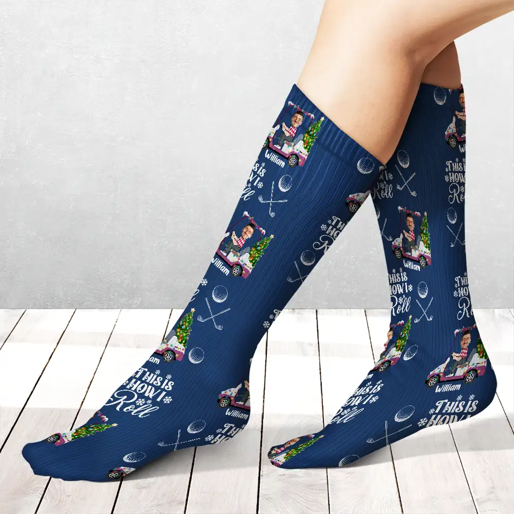 Custom Photo This Is How I Roll Golf Cart - Personalized Socks - Image 3