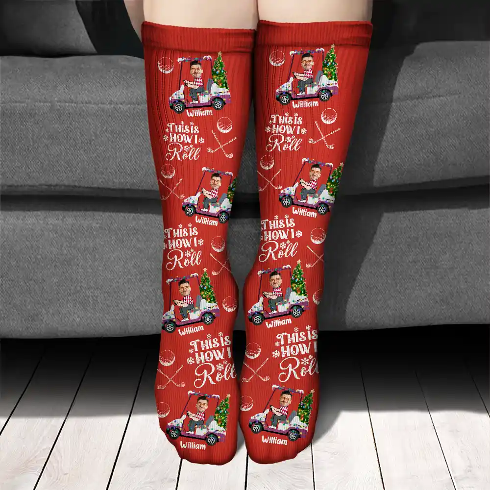 Custom Photo This Is How I Roll Golf Cart - Personalized Socks - Image 4