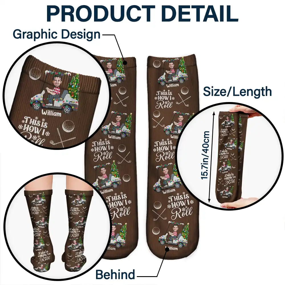 Custom Photo This Is How I Roll Golf Cart - Personalized Socks - Image 6
