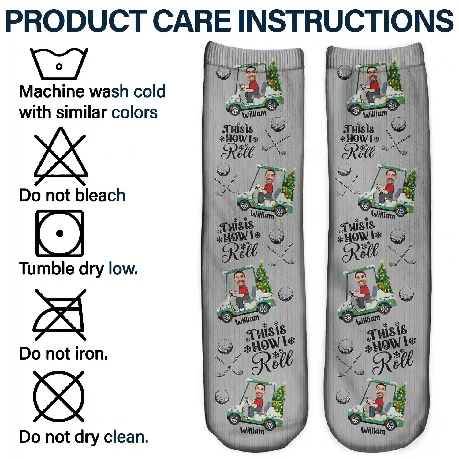Custom Photo This Is How I Roll Golf Cart - Personalized Socks - Image 7