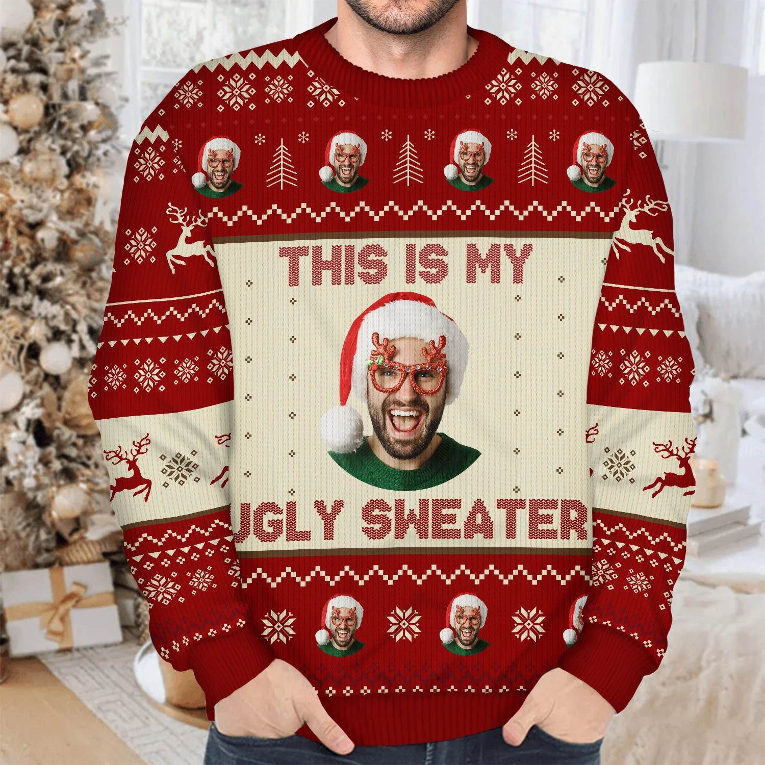 Custom Photo This Is My Ugly Sweater - Christmas, Gift For Yourself - Personalized Unisex Ugly Sweater - Image 5