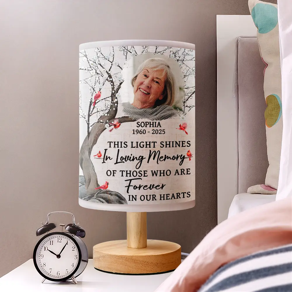 Custom Photo This Light Shines In Loving Memory - Personalized Fabric Lamp - Image 2