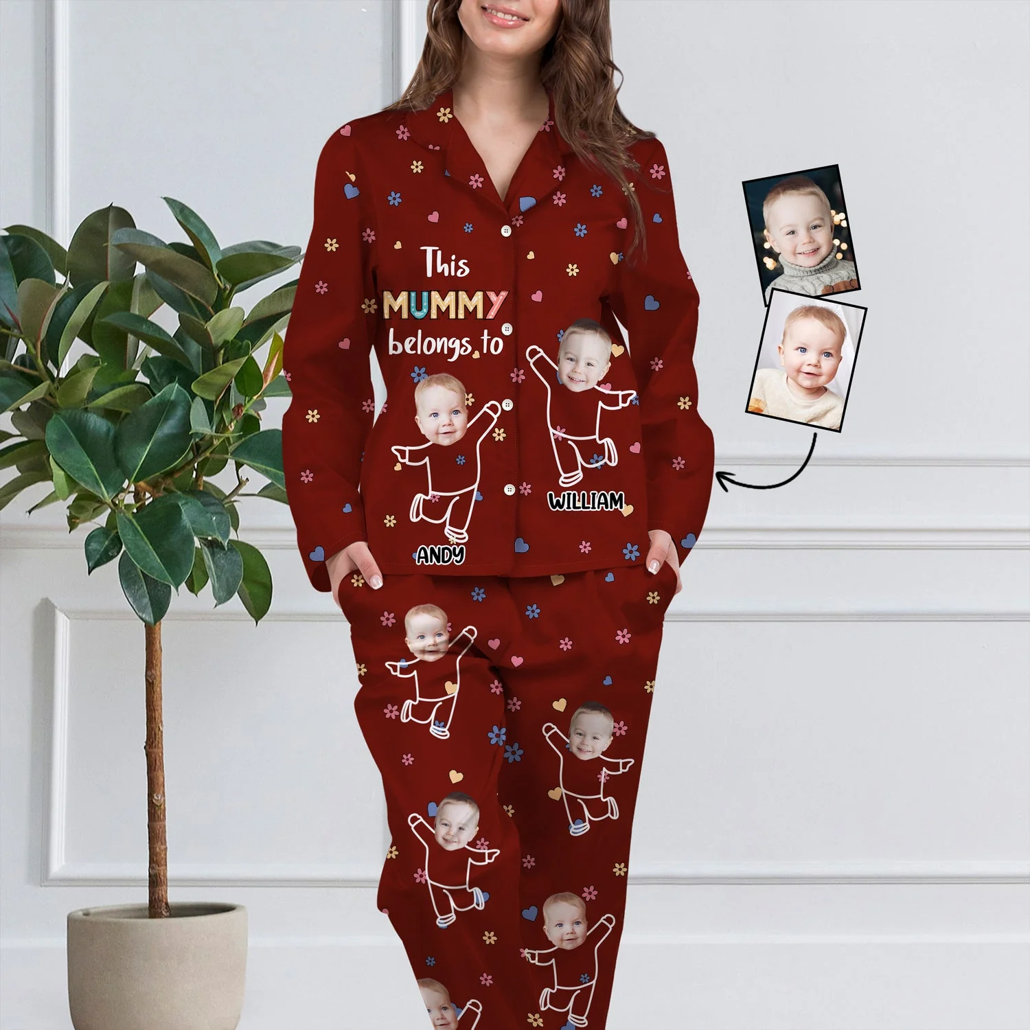 Custom Photo This Nana Belongs To - Birthday, Loving Gift For Mom, Grandma - Personalized Long Pajamas Set - Image 4