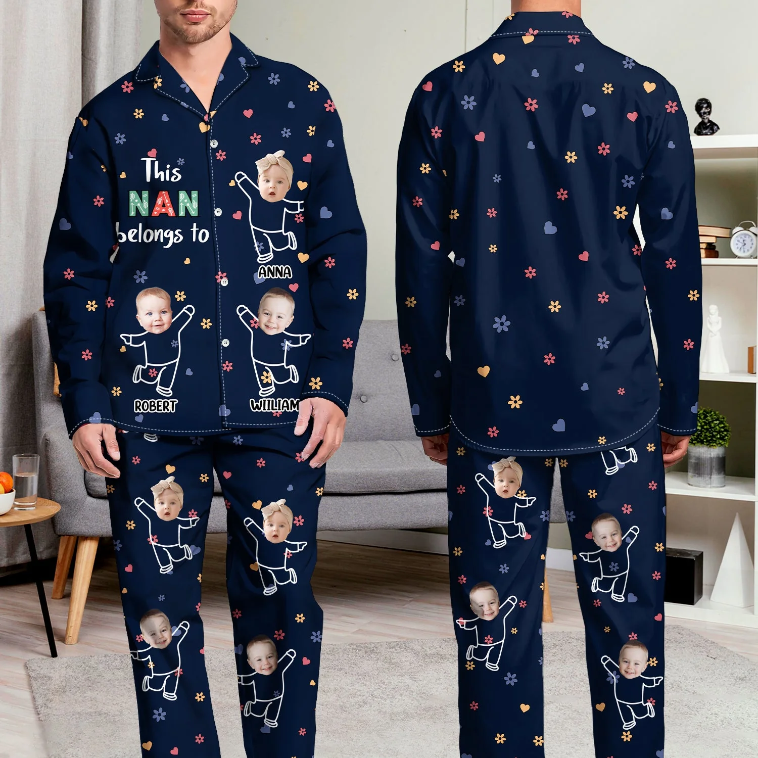 Custom Photo This Nana Belongs To - Birthday, Loving Gift For Mom, Grandma - Personalized Long Pajamas Set - Image 6