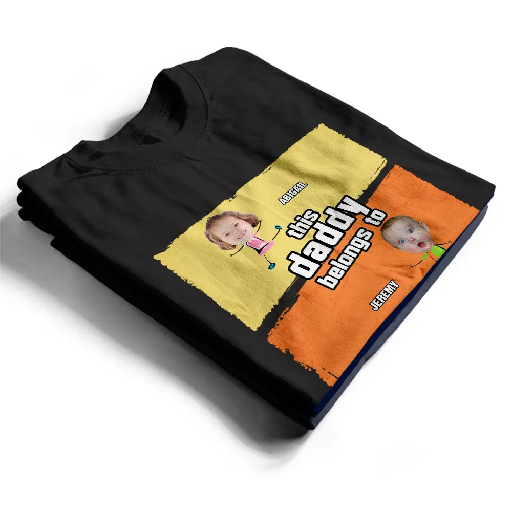 Custom Photo This Papa Belongs To Fun Dad Grandpa - Personalized T Shirt - Image 3