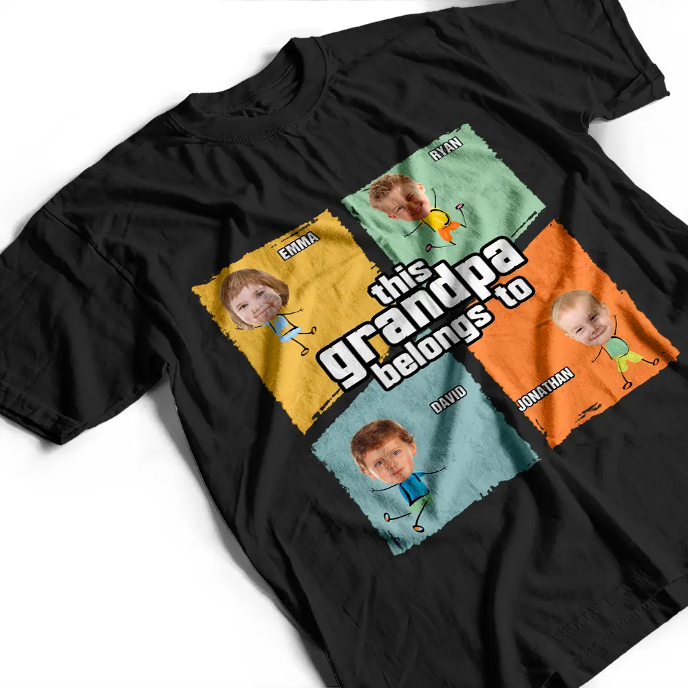 Custom Photo This Papa Belongs To Fun Dad Grandpa - Personalized T Shirt - Image 4