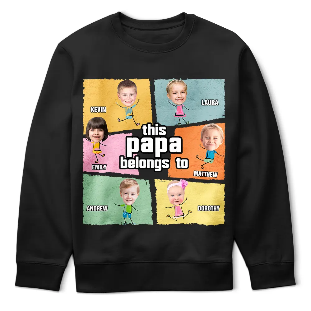Custom Photo This Papa Belongs To Fun Dad Grandpa - Personalized T Shirt - Image 6