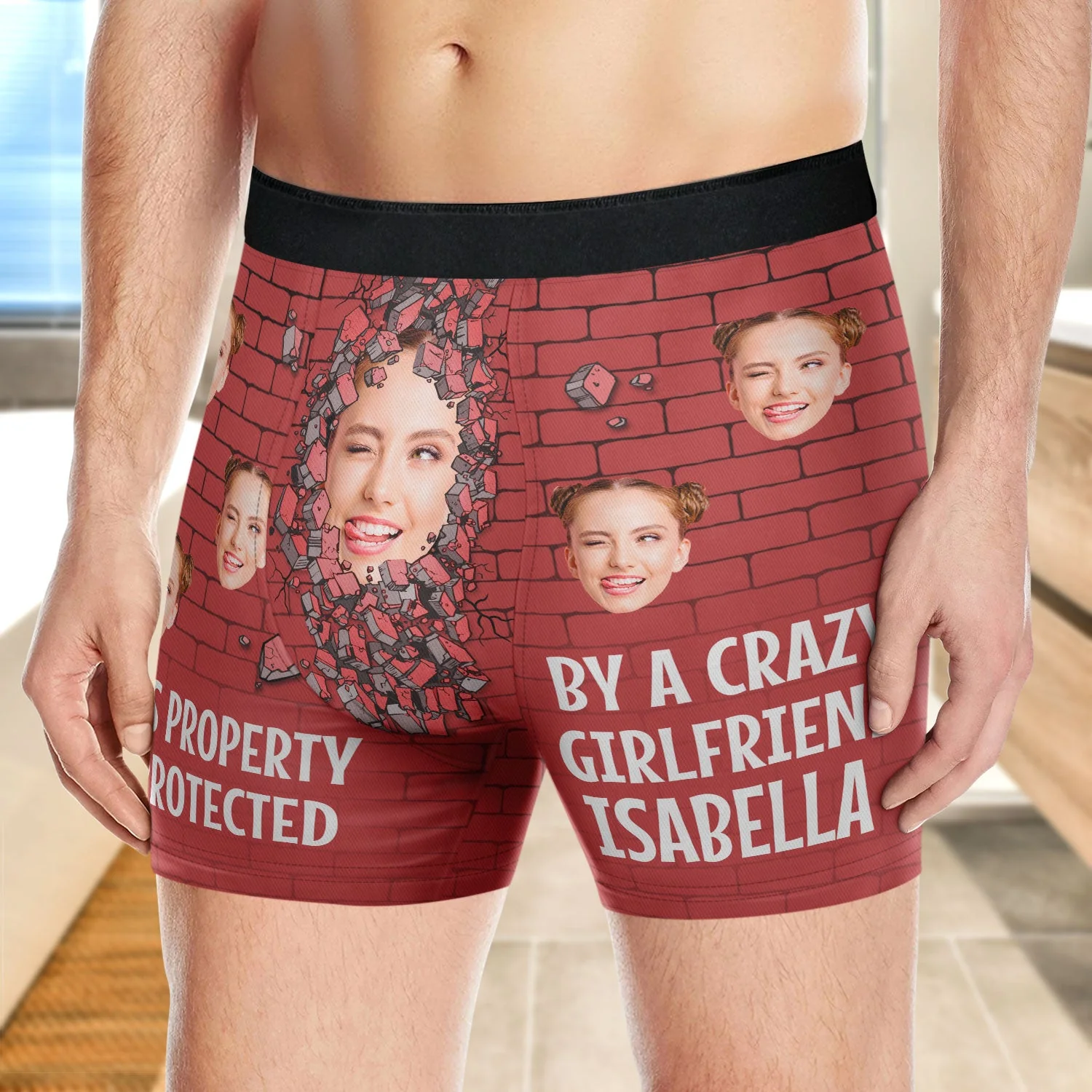 Custom Photo This Property Is Protected By A Crazy Wife - Funny Gift For Husband, Boyfriend - Personalized Men's Boxer Briefs - Image 4