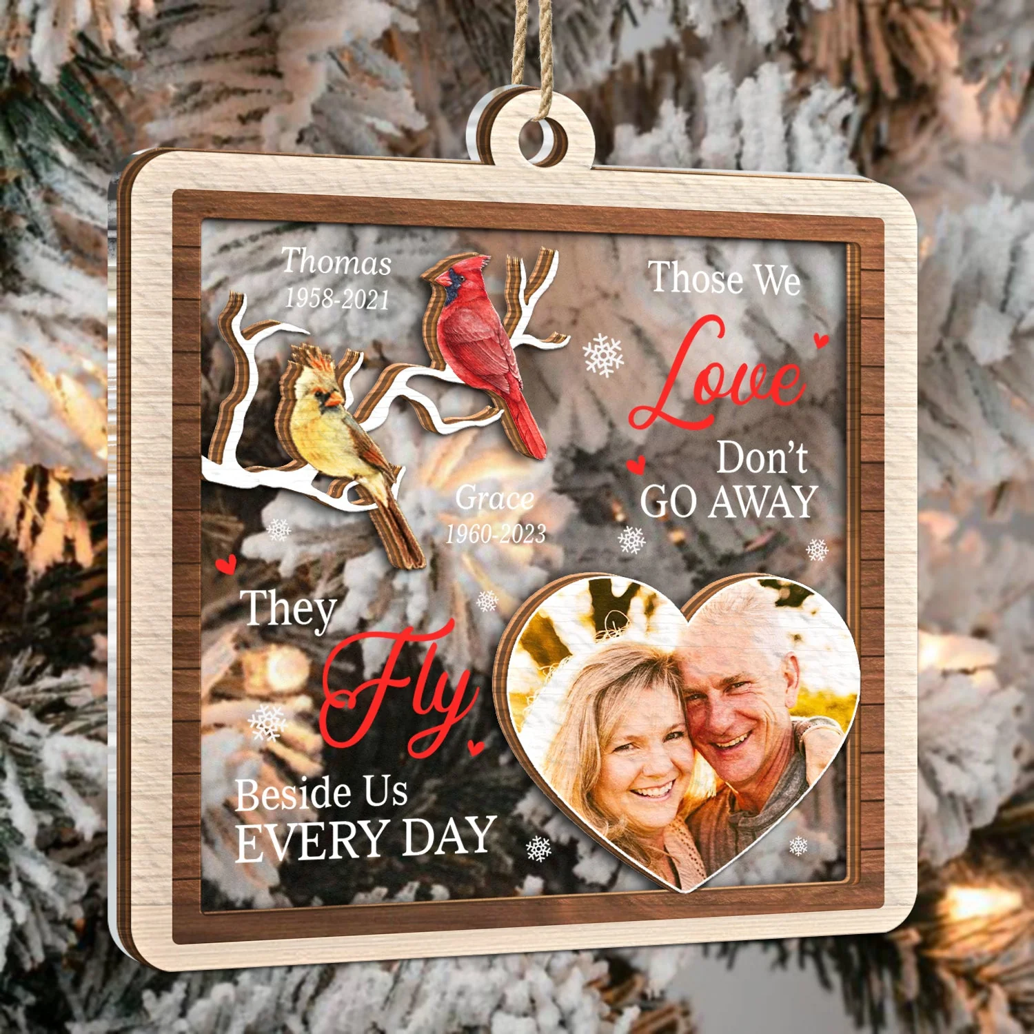 Custom Photo Those We Love Don't Go Away - Memorial, Christmas Gift - Personalized 2-Layered Mix Ornament - Image 3