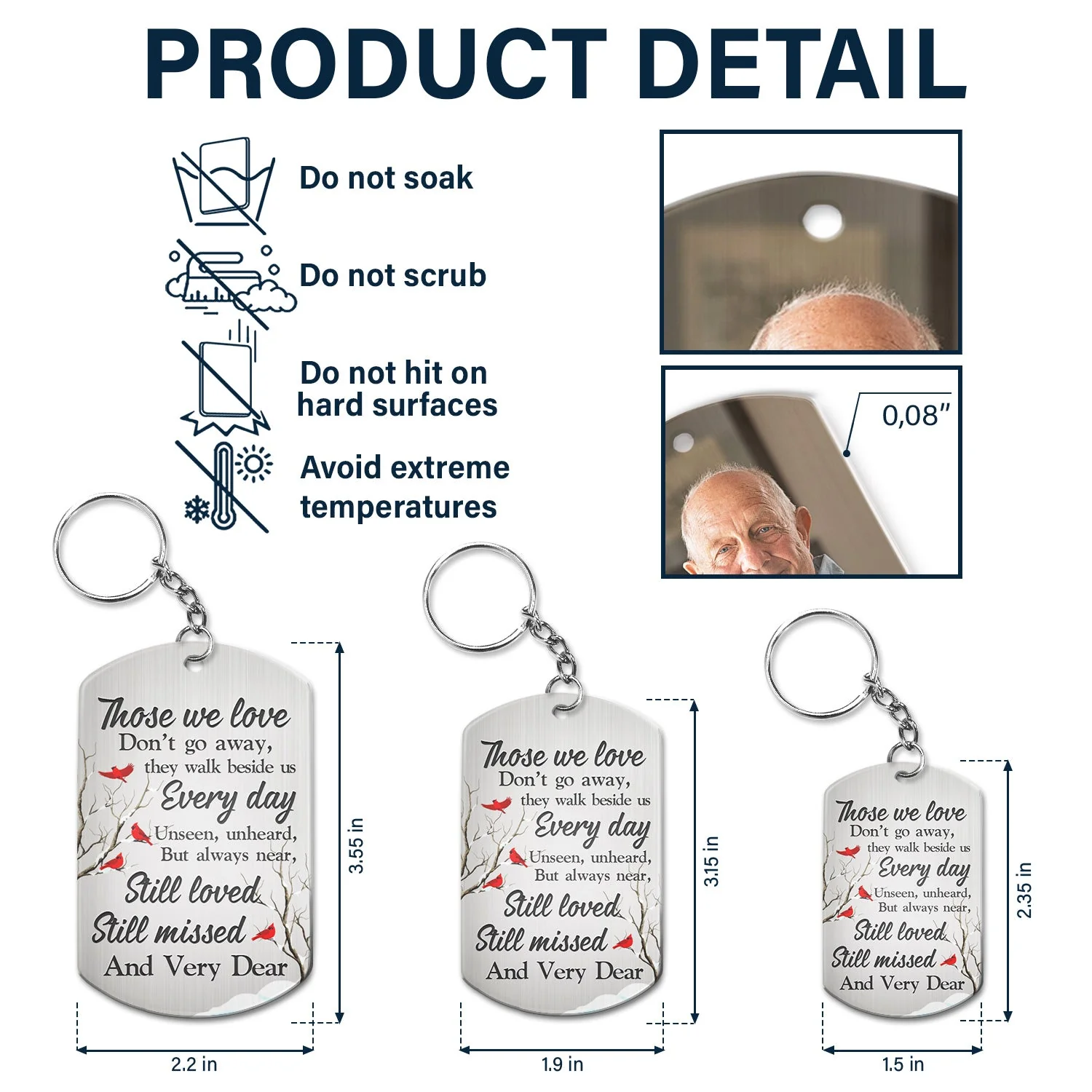 Custom Photo Those We Love Don't Go Away - Memorial Gift - Personalized Aluminum Keychain - Image 5