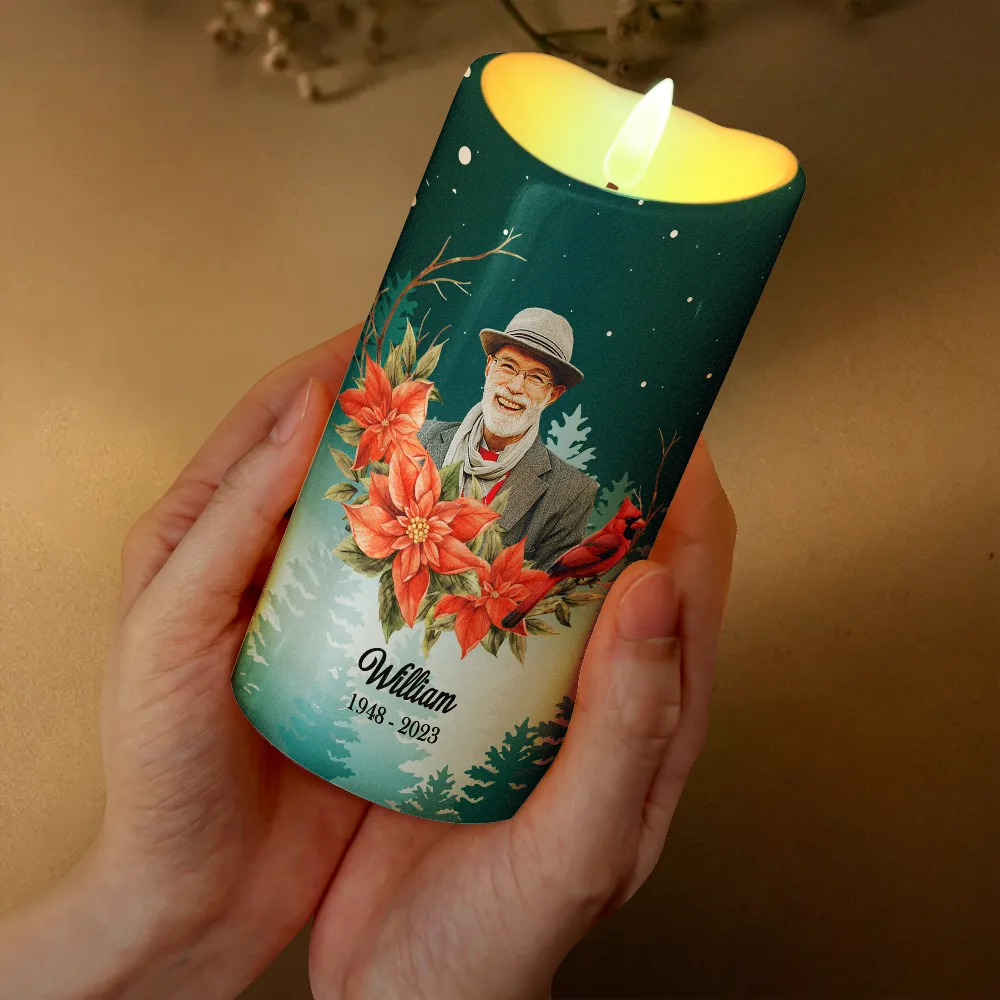 Custom Photo Those We Love Don't Go Away They Walk Beside Us - Personalized Flameless LED Candle - Image 4