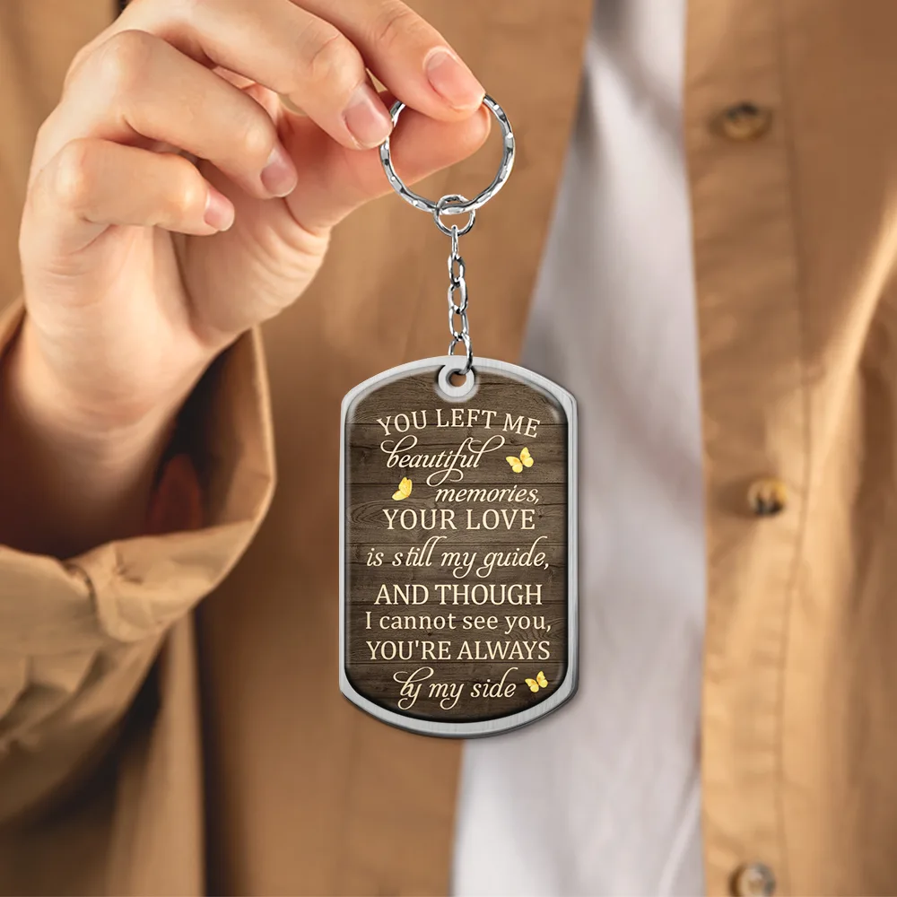 Custom Photo Though I Cannot See You You're Always By My Side - Personalized Aluminum Keychain - Image 4