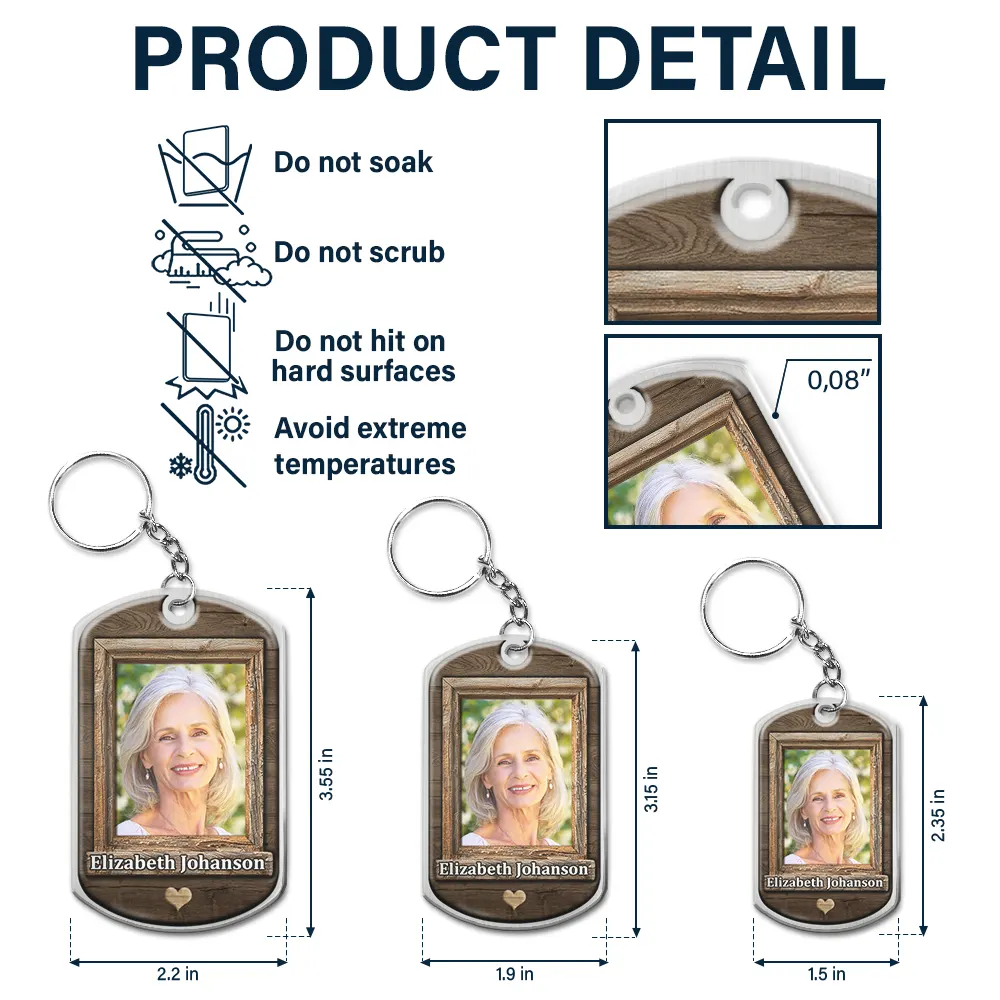 Custom Photo Though I Cannot See You You're Always By My Side - Personalized Aluminum Keychain - Image 5