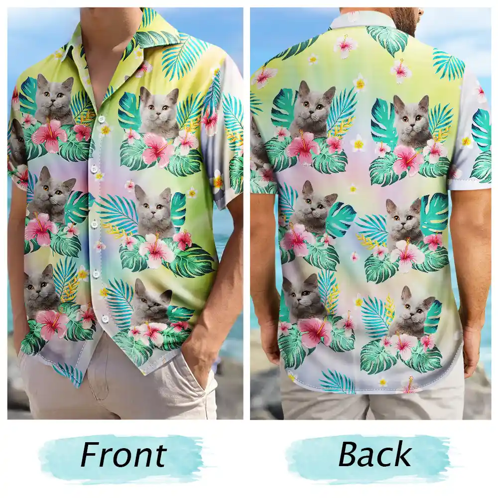 Custom Photo Tie Dye Pet Face - Personalized Hawaiian Shirt - Image 6
