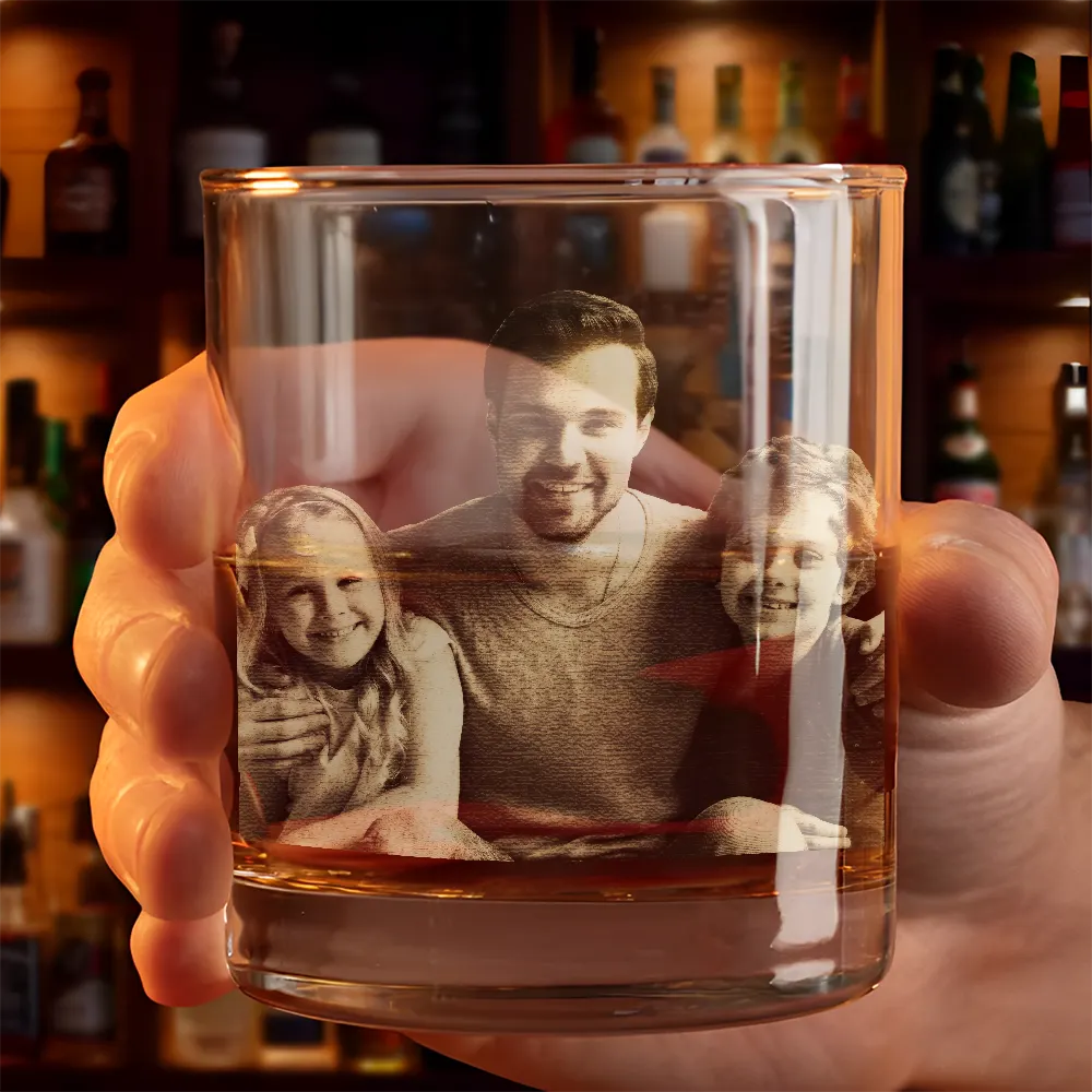 Custom Photo To Dad From The Reason You Drink Funny - Personalized Engraved Whiskey Glass - Image 4