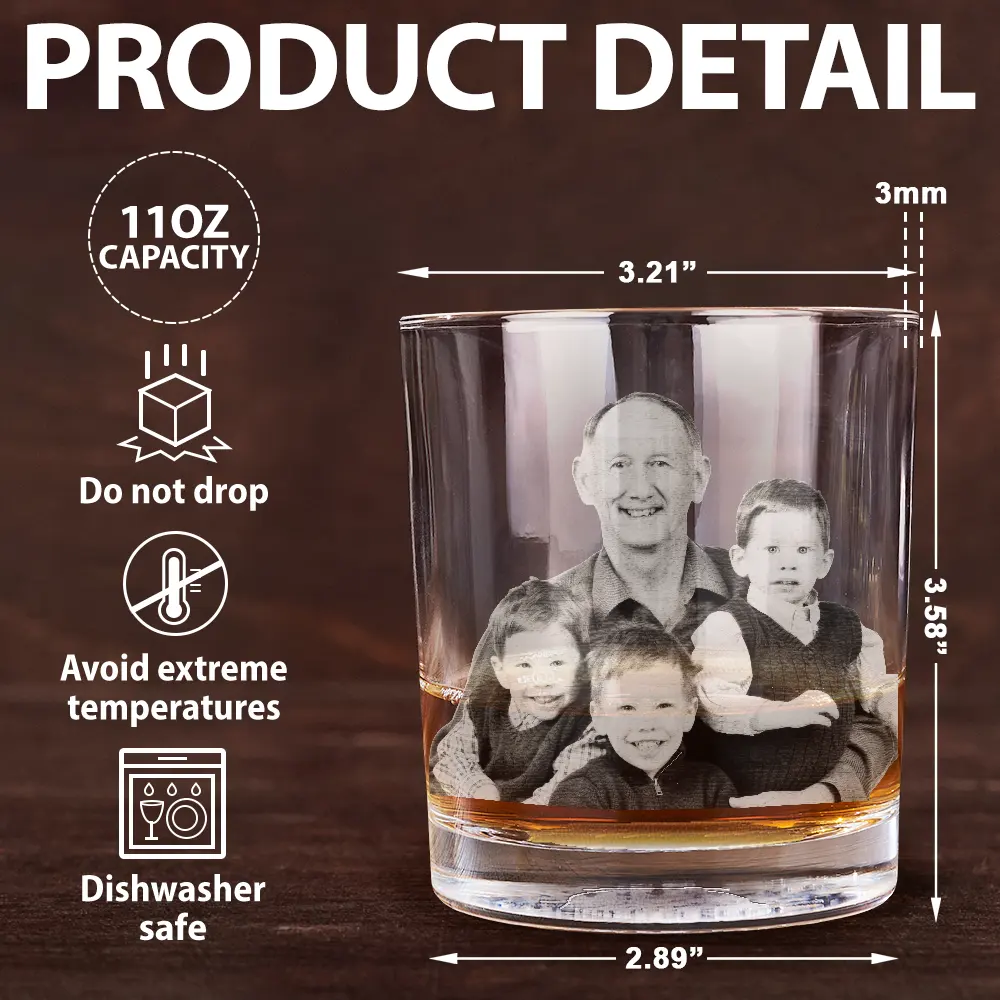 Custom Photo To Dad From The Reason You Drink Funny - Personalized Engraved Whiskey Glass - Image 7