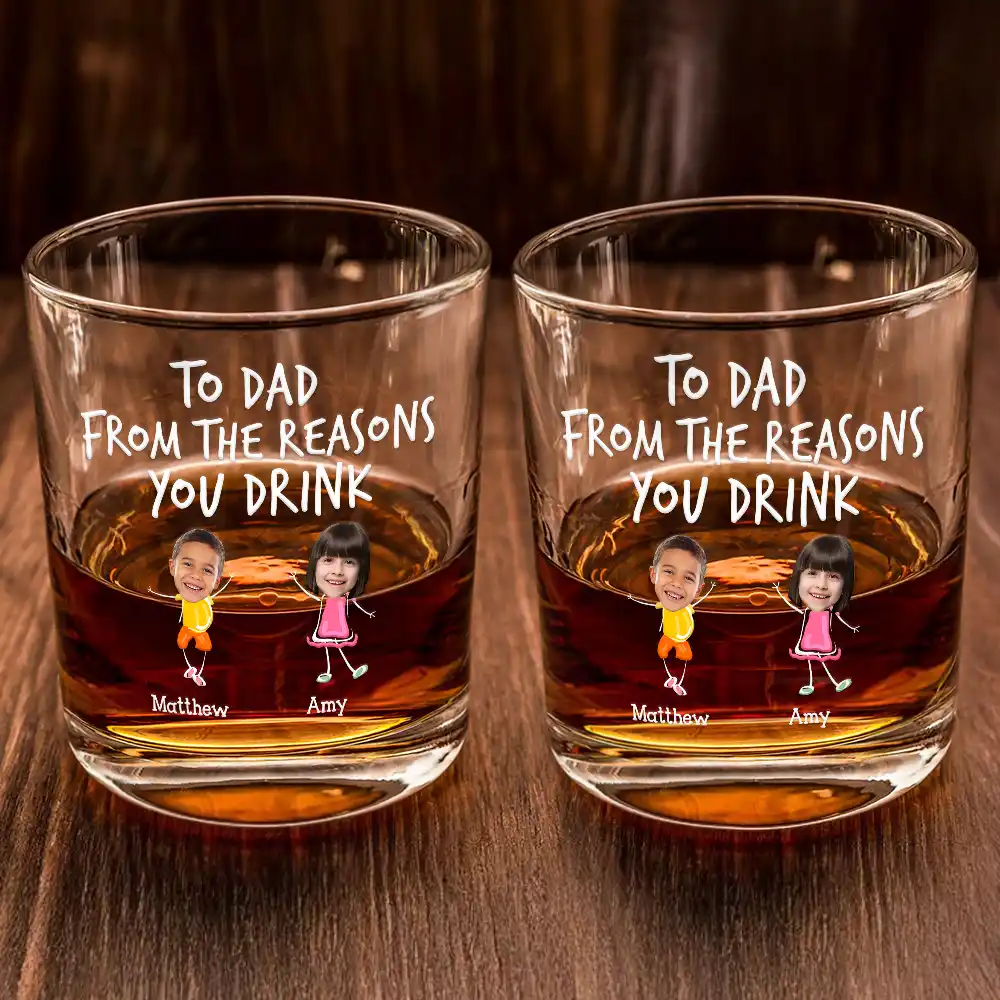 Custom Photo To Dad From The Reasons You Drink Funny - Personalized Whiskey Glass - Image 3