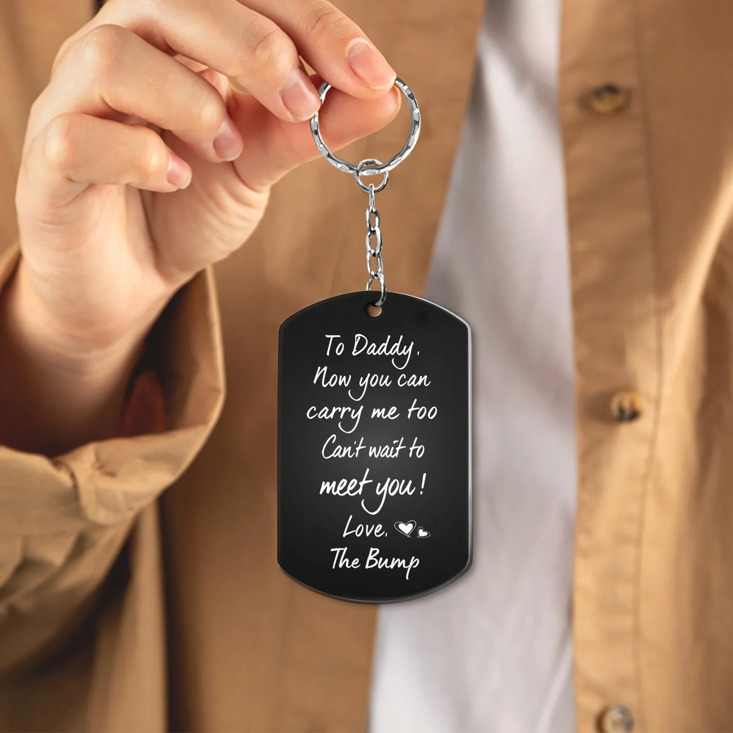 Custom Photo To Daddy Now You Can Carry Me Too - Gift For Dad, Father, New Parents - Personalized Aluminum Keychain - Image 4
