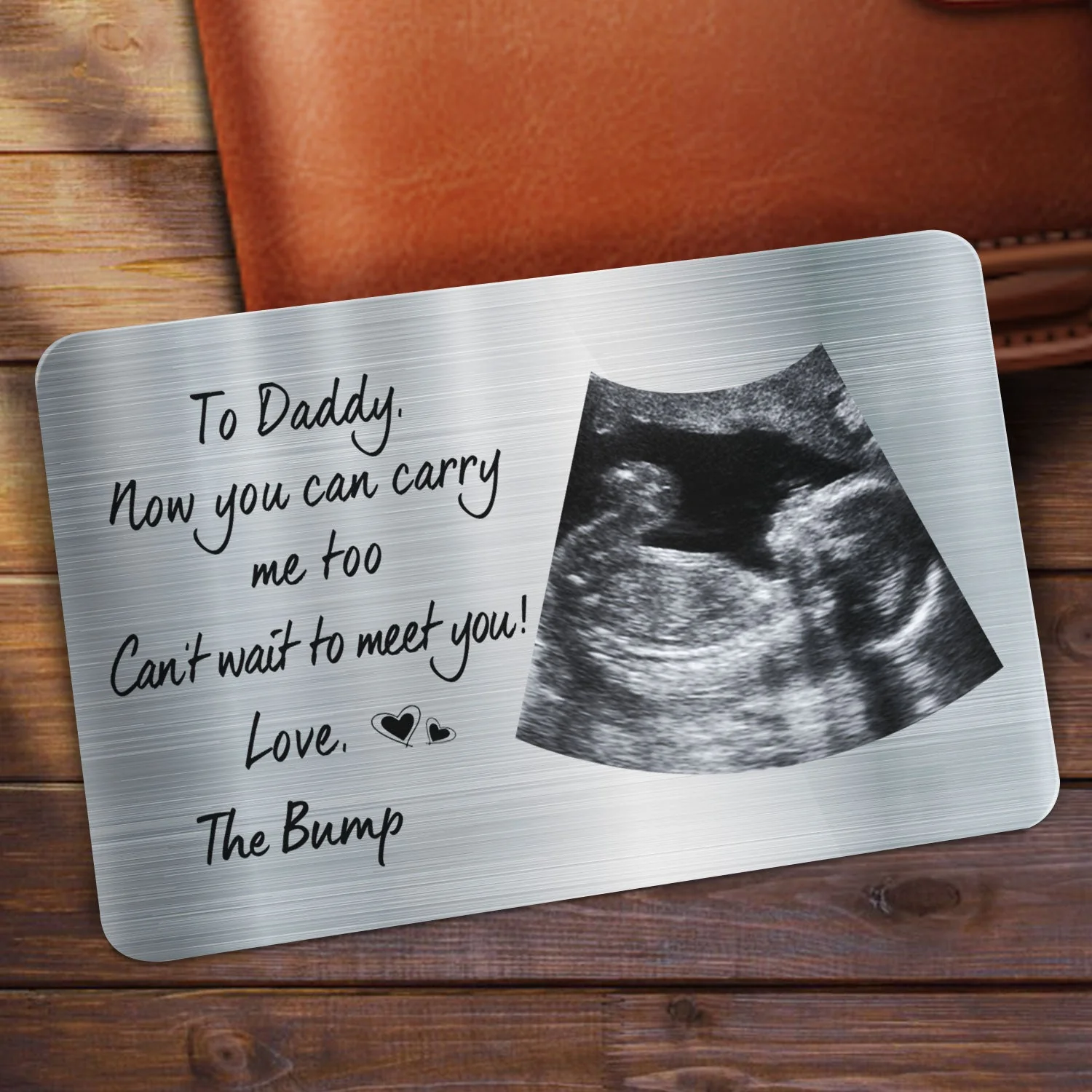 Custom Photo To Daddy Now You Can Carry Me Too - Gift For Dad, Father, New Parents - Personalized Aluminum Wallet Card - Image 2