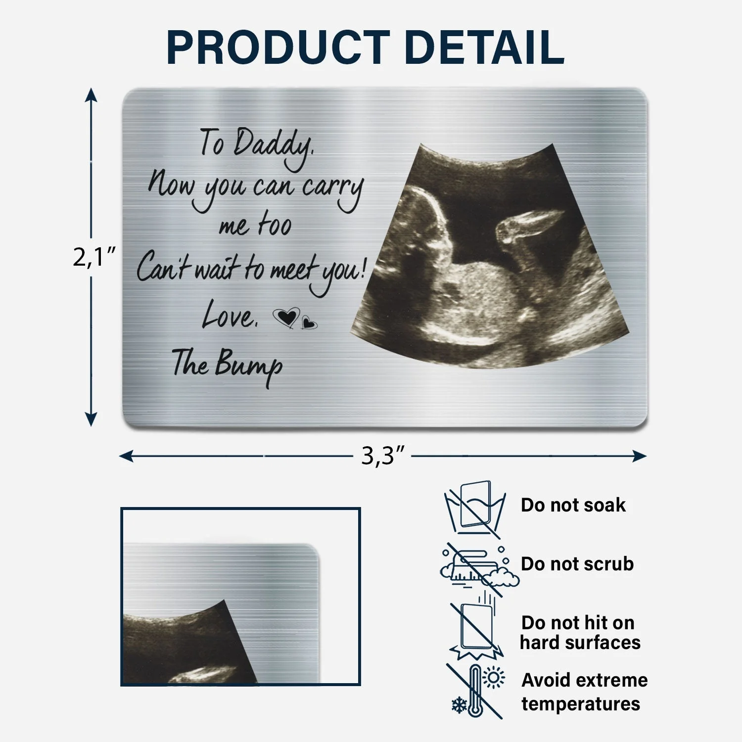Custom Photo To Daddy Now You Can Carry Me Too - Gift For Dad, Father, New Parents - Personalized Aluminum Wallet Card - Image 6