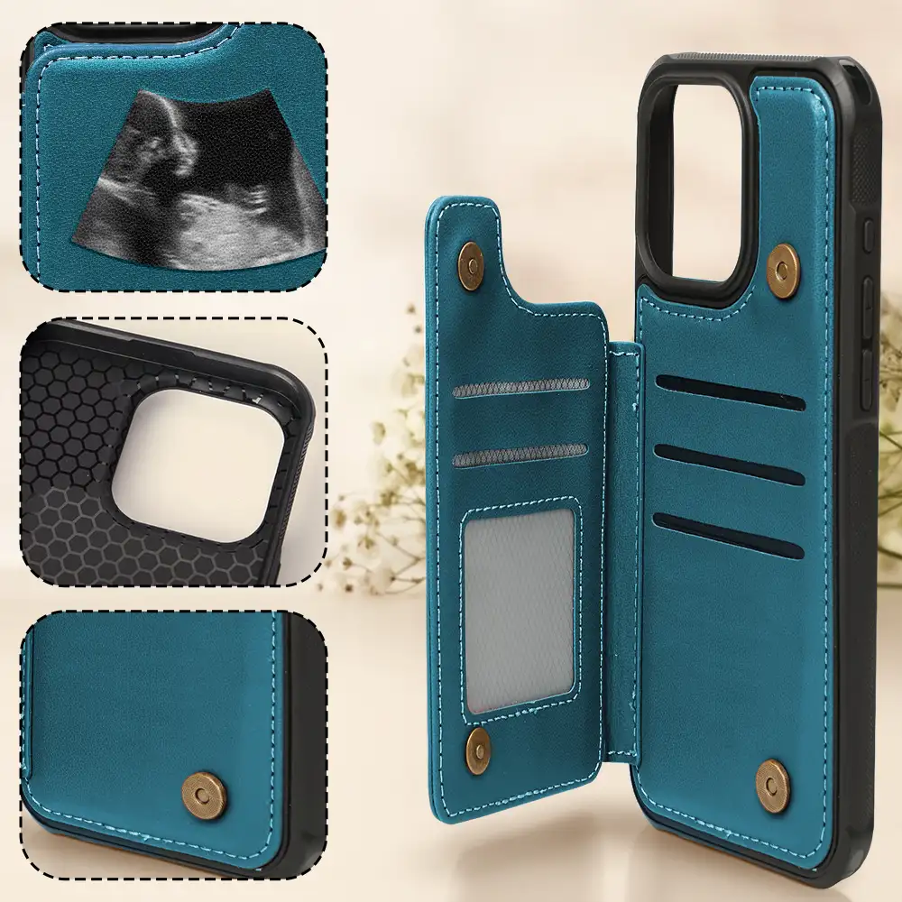 Custom Photo To Daddy Now You Can Carry Me Too - Personalized Leather Flip Wallet Phone Case - Image 4