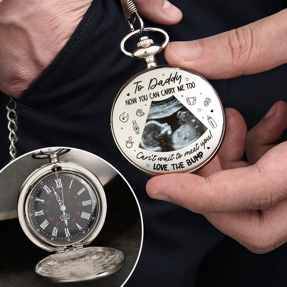 Custom Photo To Daddy Now You Can Carry Me Too - Personalized Pocket Watch - Image 4
