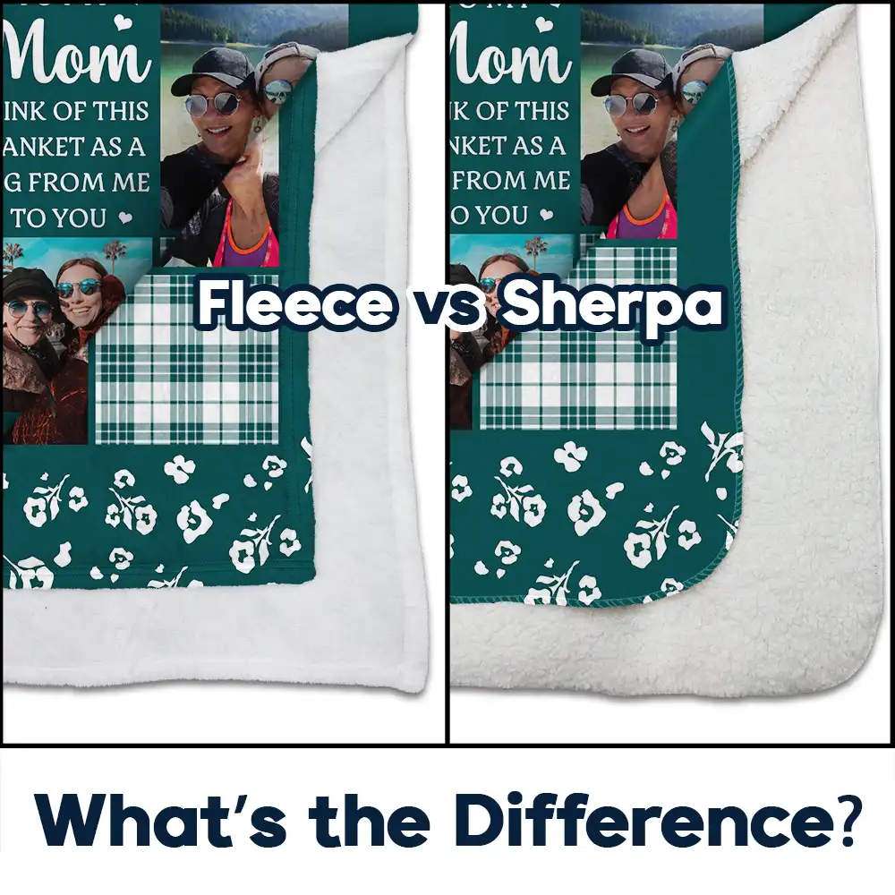 Custom Photo To My Mom Think Of This As A Hug From Me To You - Personalized Fleece Blanket, Sherpa Blanket - Image 4