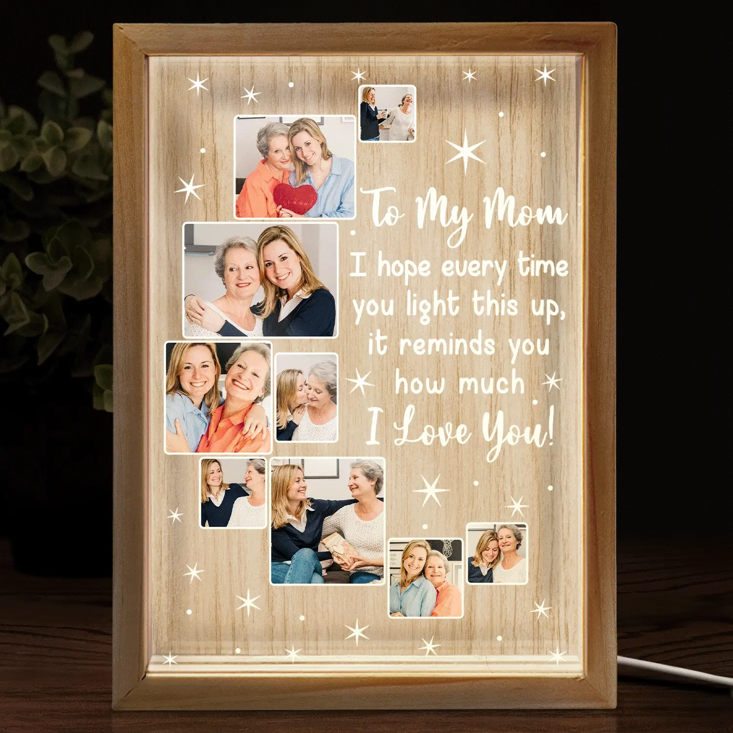 Custom Photo To My Mom We Hope Every Time You Light This Up - Birthday, Loving Gift For Mom, Mother, Grandma, Grandmother - Personalized Picture Frame Light Box - Image 2