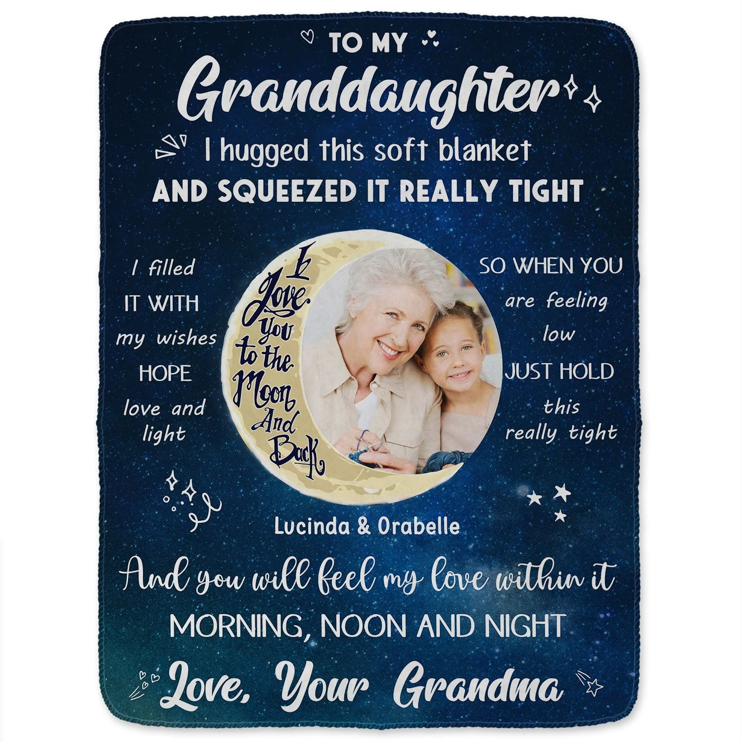 Custom Photo To The Moon & Back - Gift For Grandkids, Grandparents, Mom, Dad, Daughter, Son - Personalized Fleece Blanket - Image 2