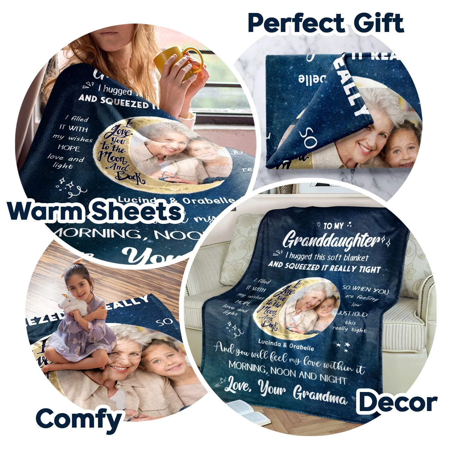 Custom Photo To The Moon & Back - Gift For Grandkids, Grandparents, Mom, Dad, Daughter, Son - Personalized Fleece Blanket - Image 7
