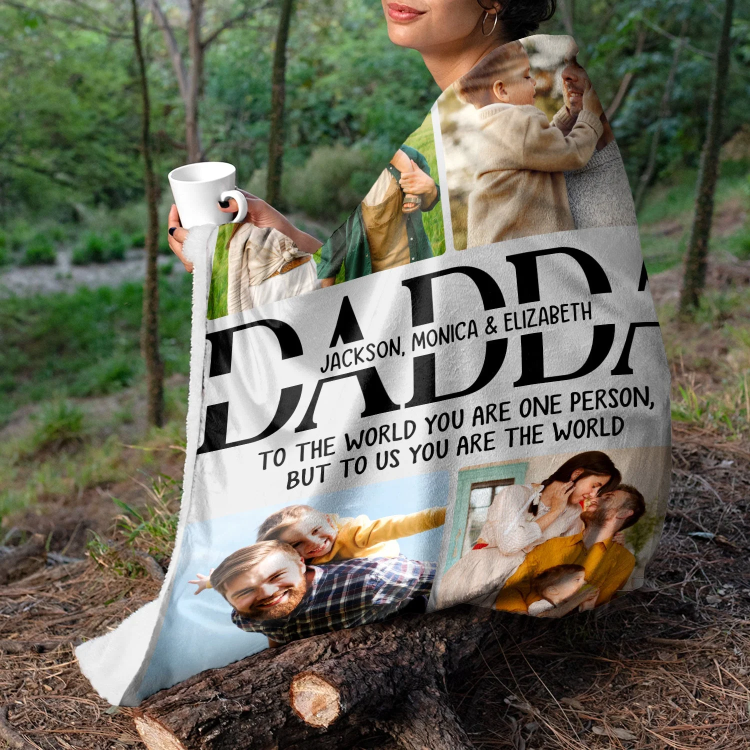 Custom Photo To Us You Are The World - Gift For Father - Personalized Fleece Blanket, Sherpa Blanket - Image 5