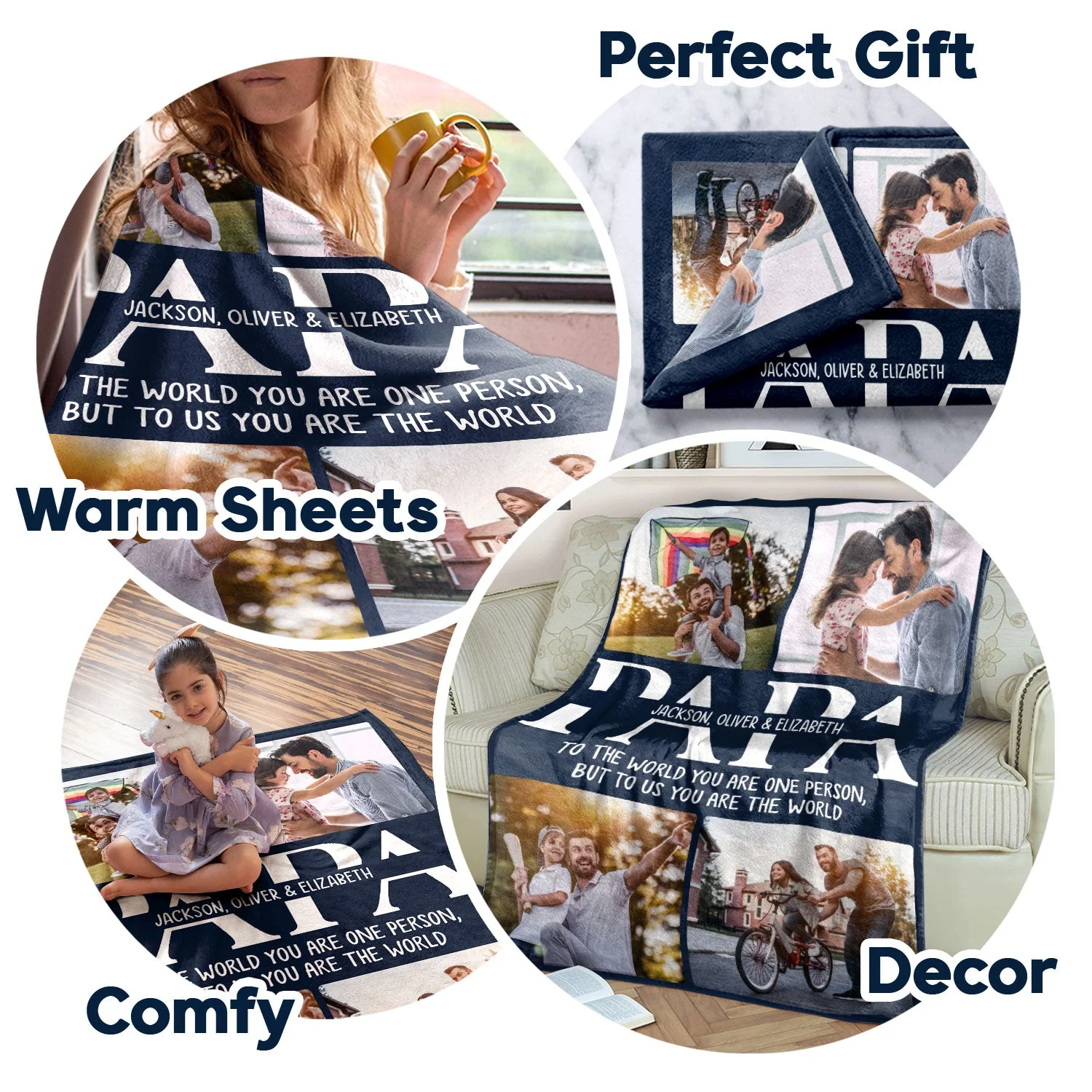 Custom Photo To Us You Are The World - Gift For Father - Personalized Fleece Blanket, Sherpa Blanket - Image 7
