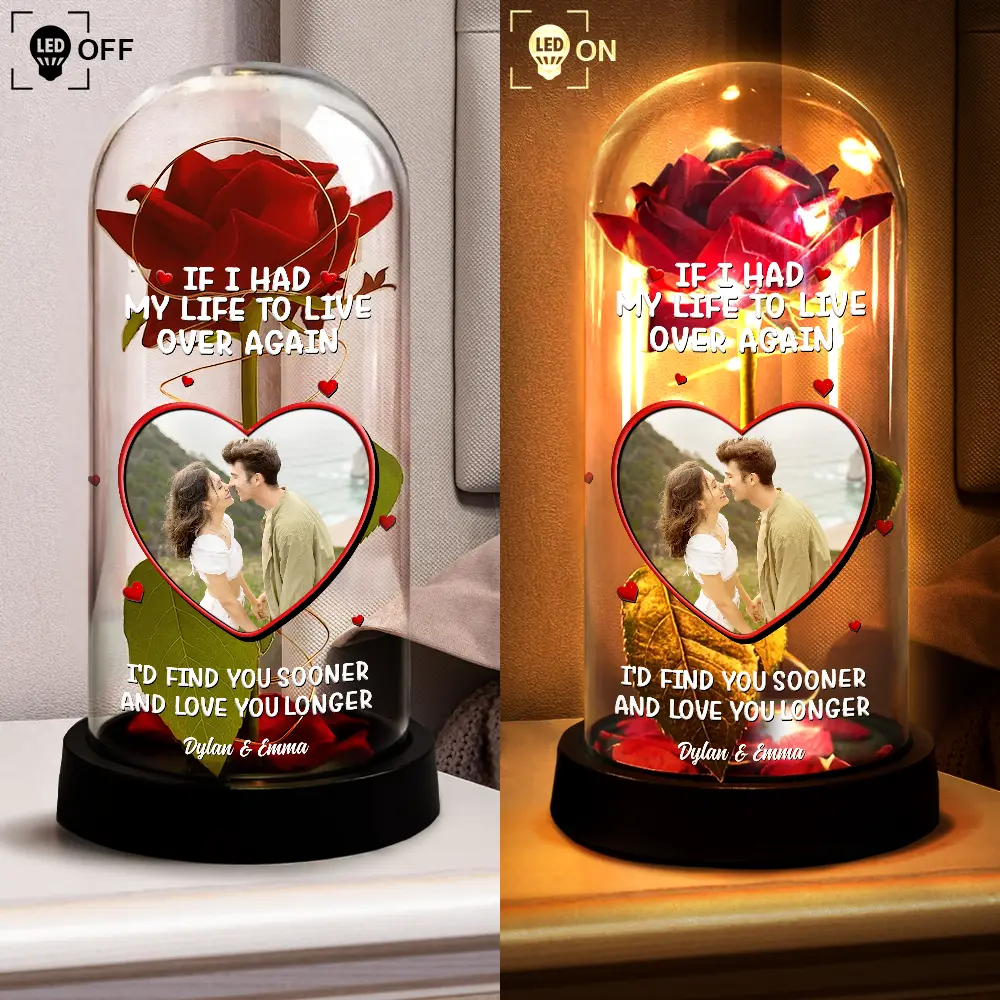 Custom Photo Together And Forever Yours - Personalized Everlasting Rose Dome Lamp - Image 4