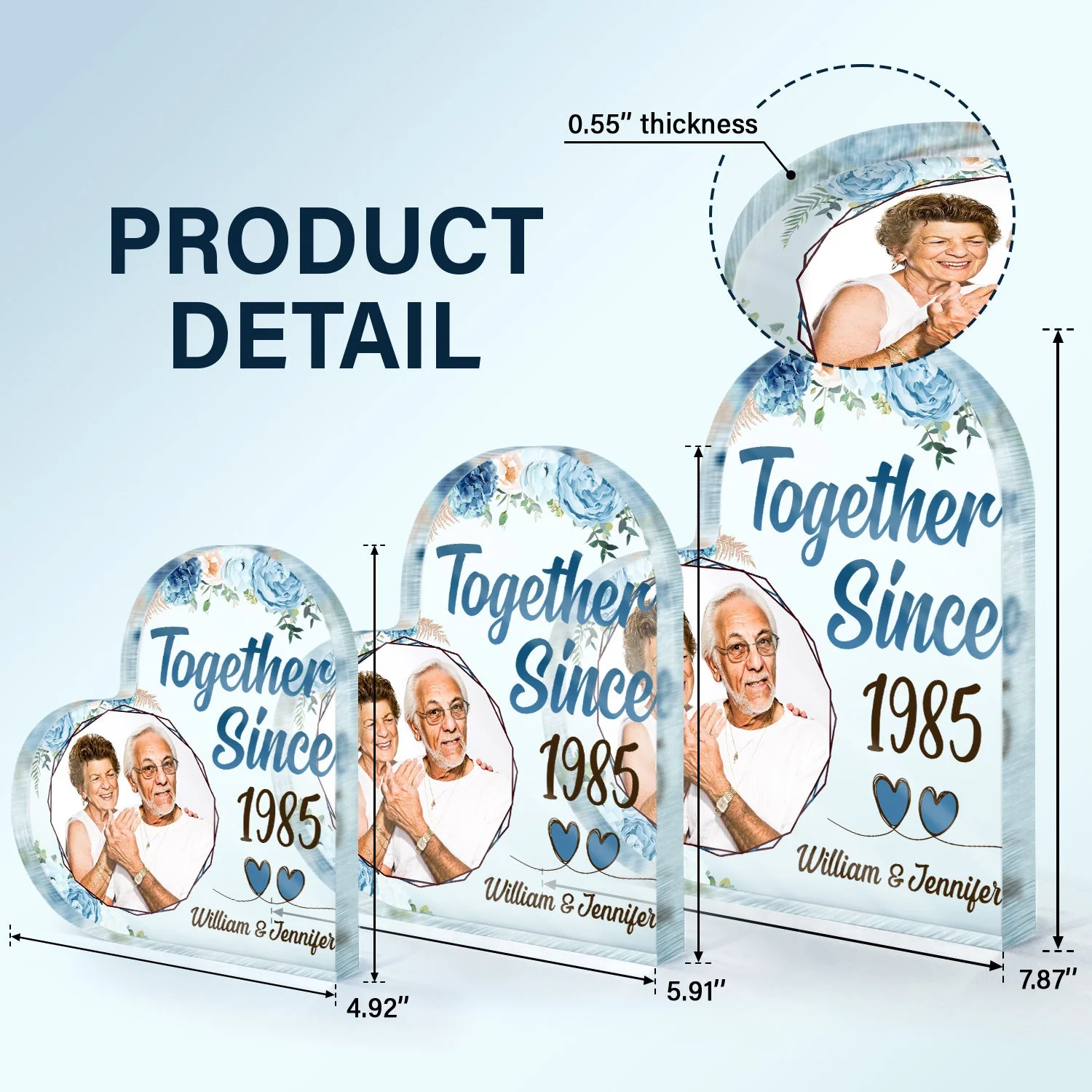 Custom Photo Together Since - Gift For Couples - Personalized Custom Heart Shaped Acrylic Plaque - Image 5